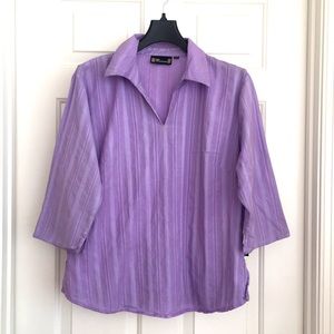 Lavender Top Collar 3/4 Sleeves Size Large 14
